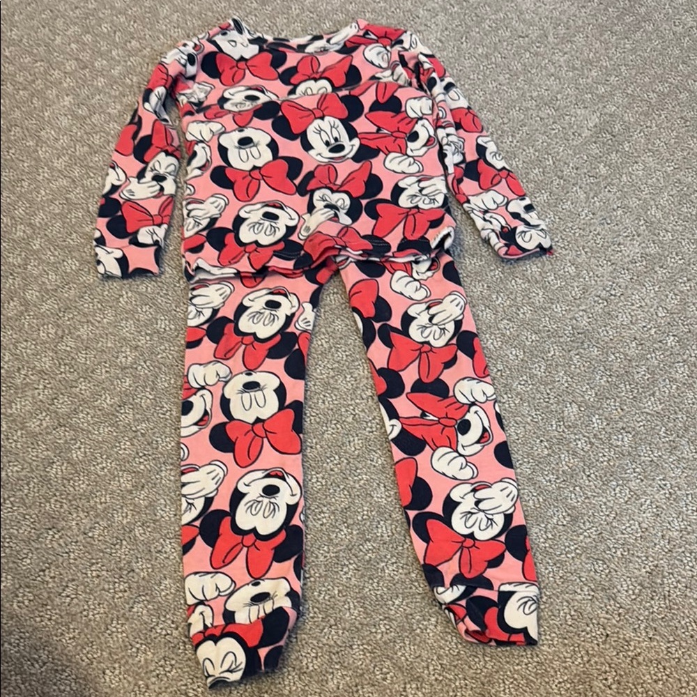Disney Minnie Mouse Pink and Black Kids Pajama Set